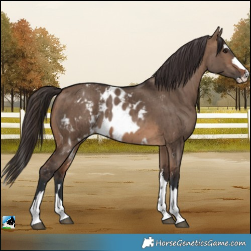 Horse Color:Brown Dun Skewed Appaloosa Brindle 