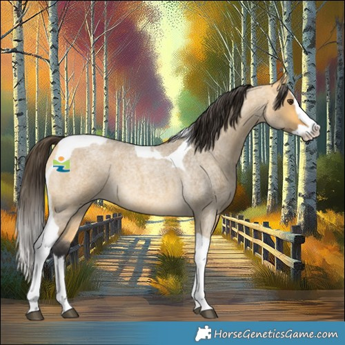 Horse Color:Buckskin Roan Dun Splash Tobiano 