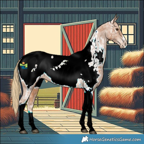 Horse Color:Chestnut Ice Tobiano Frame Near Fewspot Rabicano 