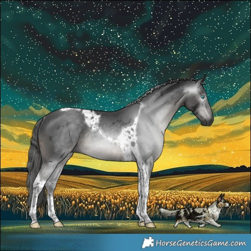 Horse Color:Gray Black Merle Tobiano Rabicano