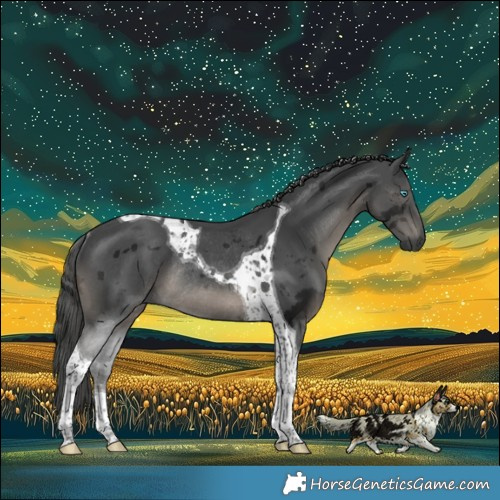 Horse Color:Gray Black Merle Tobiano Rabicano