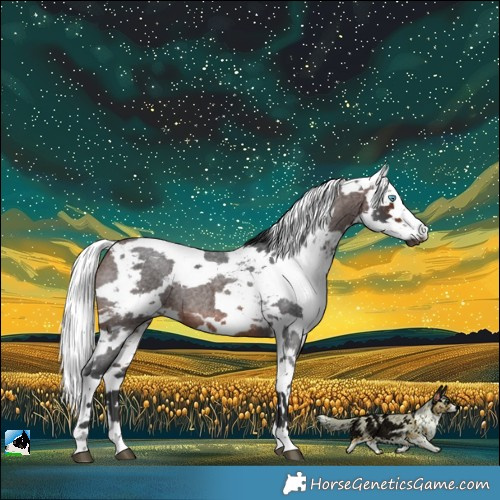 Horse Color:Brown Roan Harlequin Merle Rabicano 