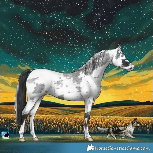 Horse Color:Blue Roan Harlequin Merle Rabicano 