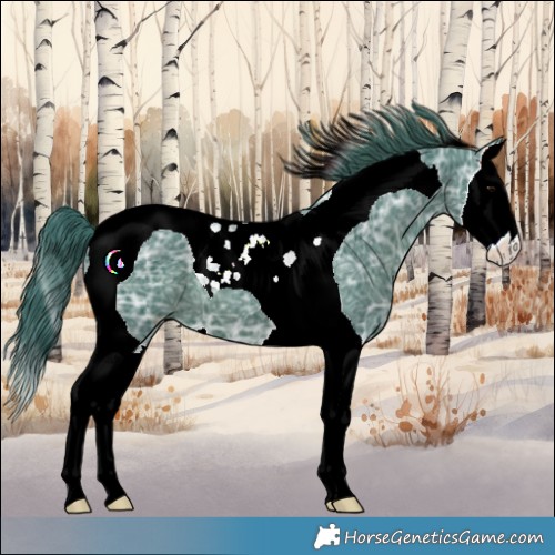 Horse Color:Watercolor Smoky Black Ice Splash Tobiano