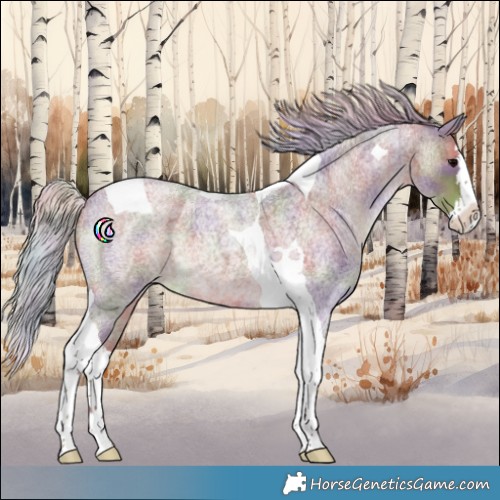 Horse Color:Nacre Silver Blue Roan Splash Tobiano