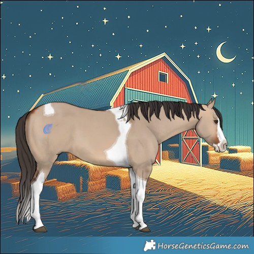 Horse Color:Bay Dun Splash Tobiano 