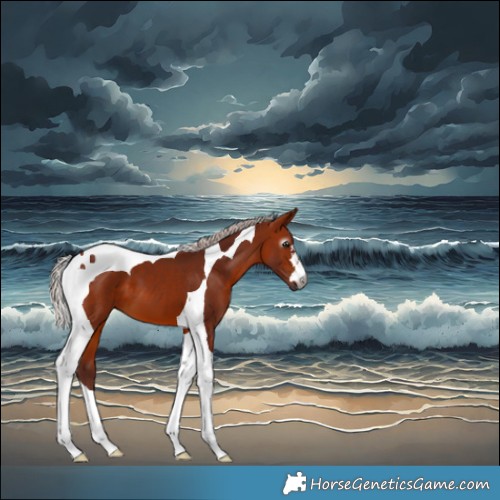 Horse Color:Gray Chocolate Silver Bay Tobiano 