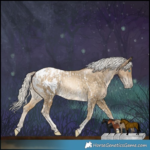 Horse Color:White Spotted Chocolate Palomino Snowdrop Tobiano Appaloosa  and Silver Buckskin Snowdrop Tobiano Appaloosa 