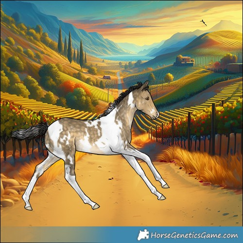 Horse Color:White Spotted Buckskin Dun Mushroom Tobiano