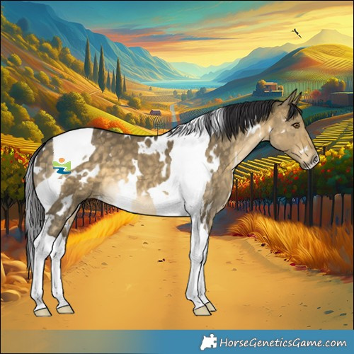 Horse Color:White Spotted Buckskin Dun Mushroom Tobiano 