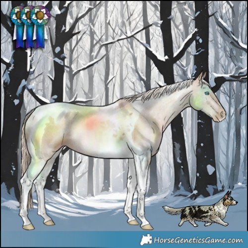 Horse Color:Chocolate Palomino Pearl Tobiano Rabicano