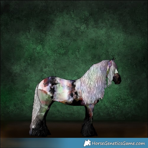 Horse Color:Void Nacre White Spotted Silver Brown Merle 