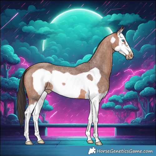 Horse Color:Bay Roan Splash Frame Skewed Appaloosa