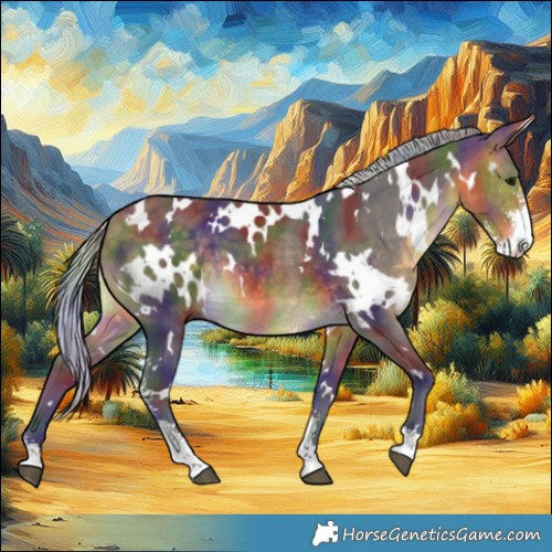 Horse Color:Nacre White Spotted Silver Buckskin Sabino 