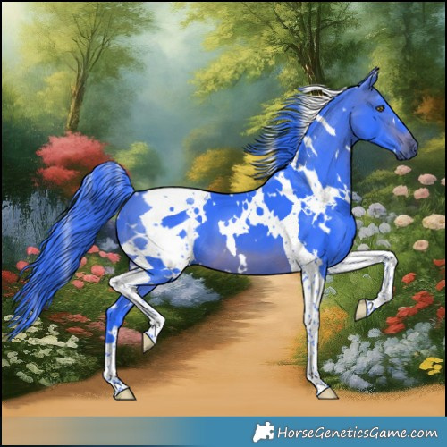 Horse Color:Platinum Watercolor White Spotted Brown Tobiano 