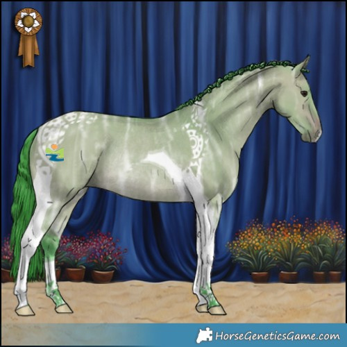 Horse Color:Watercolor Bay Ice Dun Tobiano Rabicano