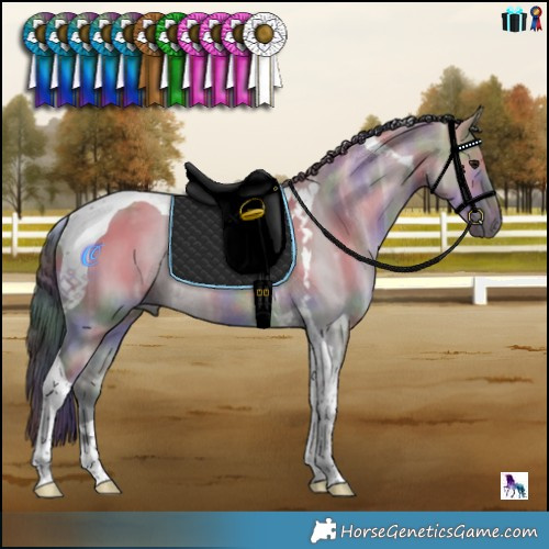 Horse Color:Nacre Brown Ice Dun Tobiano Rabicano 