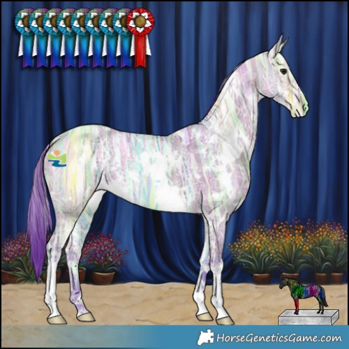 Horse Color:Watercolor White Spotted Bay Ice Dun 