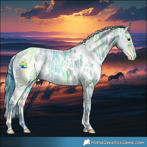 Horse Color:Watercolor White Spotted Bay Ice Dun 