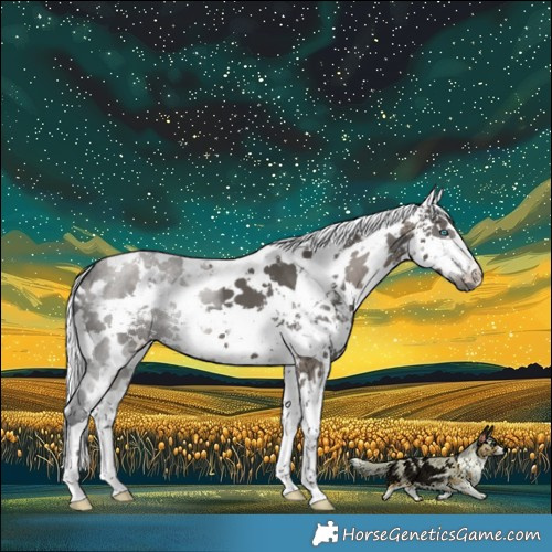 Horse Color:White Spotted Grullo Harlequin Merle 