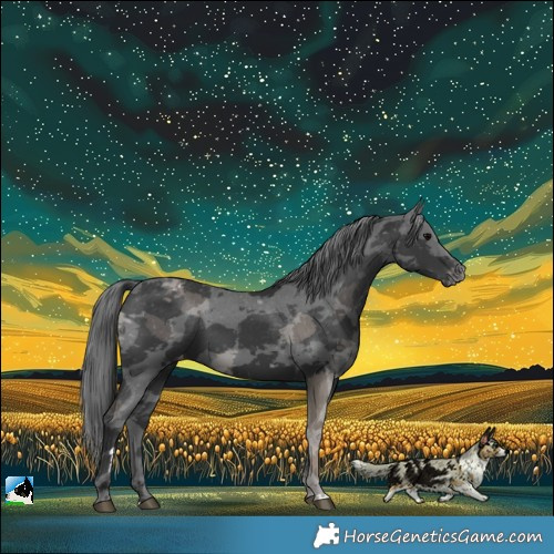 Horse Color:Black Merle Varnish Rabicano