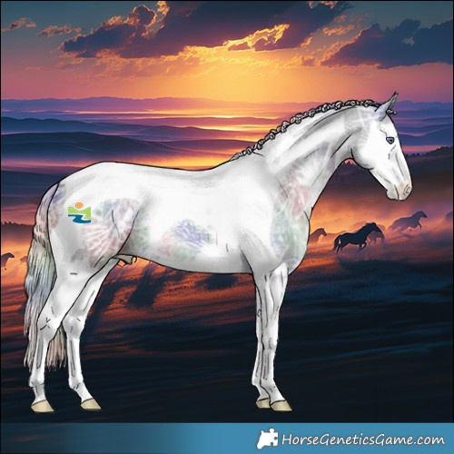 Horse Color:Nacre Silver Brown Chinchilla Ice Dun Splash Tobiano 