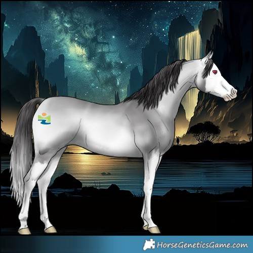 Horse Color:Platinum Buckskin Chinchilla Onyx Splash 