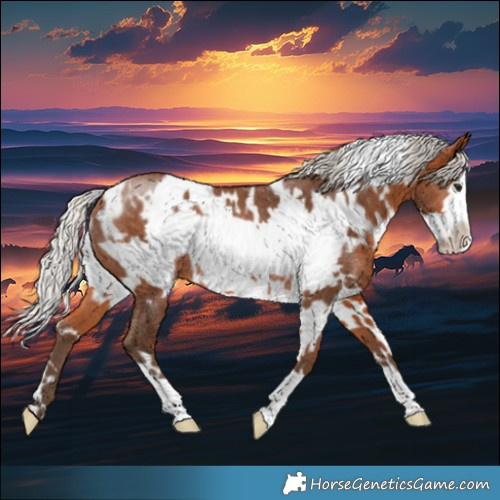 Horse Color:White Spotted Silver Bay Frame Rabicano 