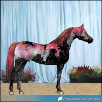 Horse Color:Void Nacre Watercolor White Spotted Liver Red Onyx Splash Tobiano 