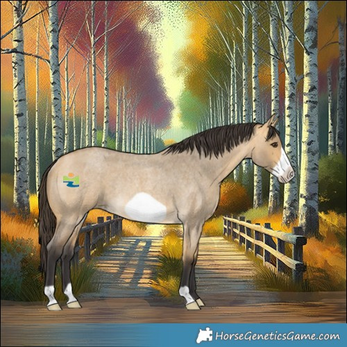 Horse Color:Buckskin Roan Dun Frame Rabicano 