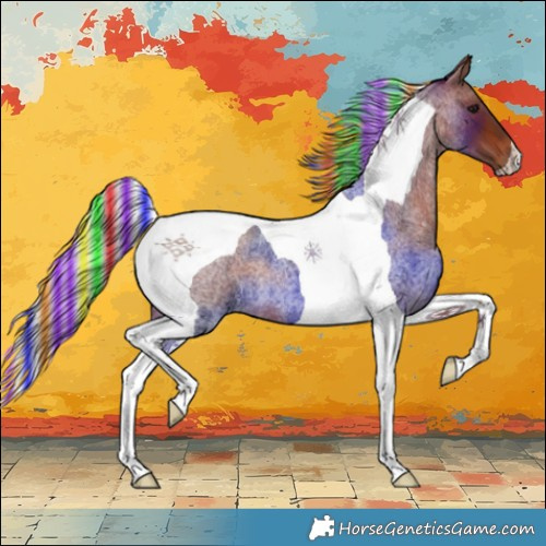 Horse Color:Painted Silver Brown Roan Tobiano 
