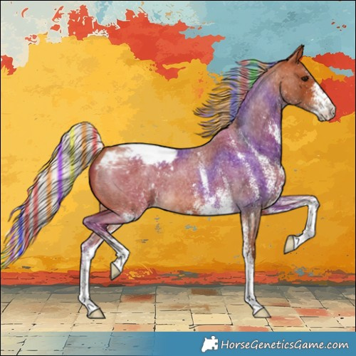 Horse Color:Painted White Spotted Silver Bay Roan Varnish 