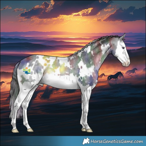 Horse Color:Nacre White Spotted Brown Chinchilla Splash 