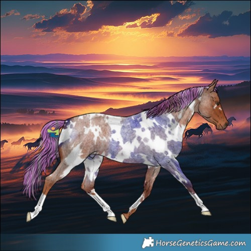 Horse Color:Painted White Spotted Red Roan 