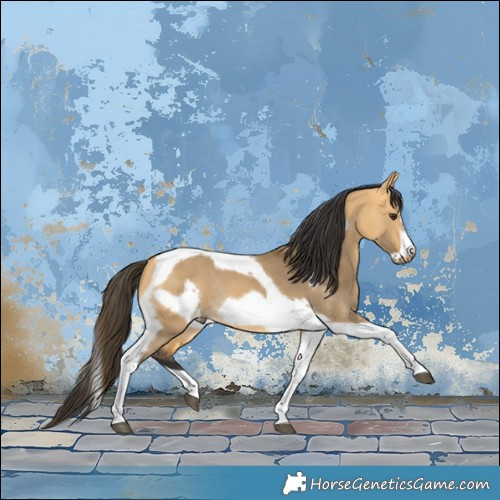 Horse Color:Buckskin Dun Tobiano Frame Rabicano 