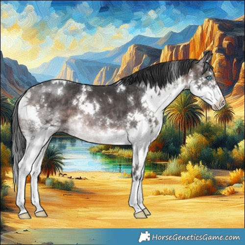 Horse Color:Platinum White Spotted Brown Sabino Splash 
