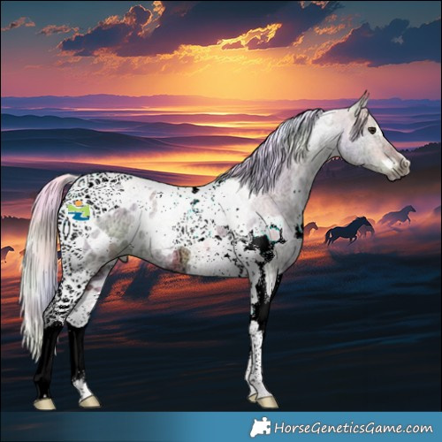 Horse Color:Nacre White Spotted Silver Bay Ice Dun Tobiano 