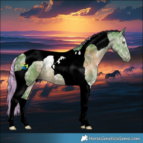 Horse Color:Painted Watercolor Silver Black Chinchilla Ice Tobiano 