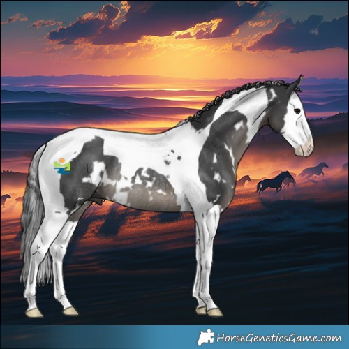 Horse Color:White Spotted Black Splash Tobiano Rabicano