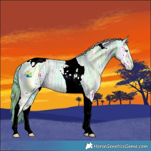 Horse Color:Nacre Red Onyx Chinchilla Ice Tobiano 