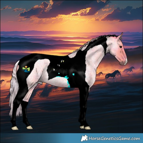 Horse Color:Watercolor Plaid  Silver Blue Roan Tobiano 