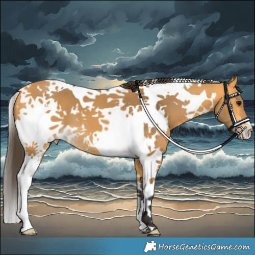 Horse Color:White Spotted Buckskin Tobiano 