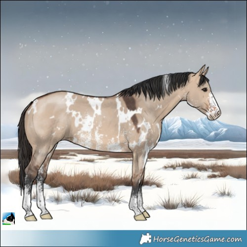 Horse Color:White Spotted Bay Dun Sabino 