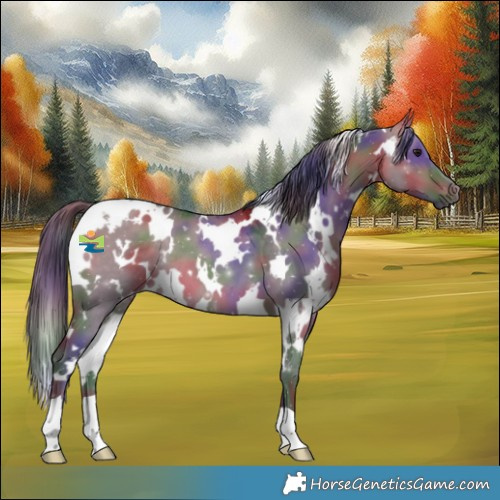 Horse Color:Nacre White Spotted Bay Dun 