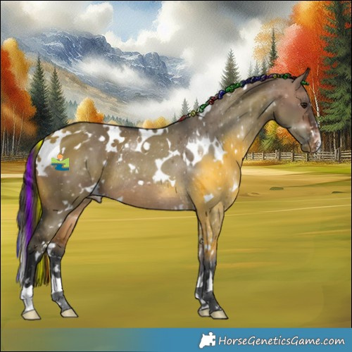 Horse Color:Painted White Spotted Bay Dun Varnish Rabicano 