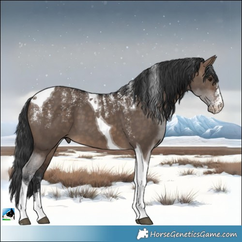Horse Color:Powder White Brown Dun Tobiano 