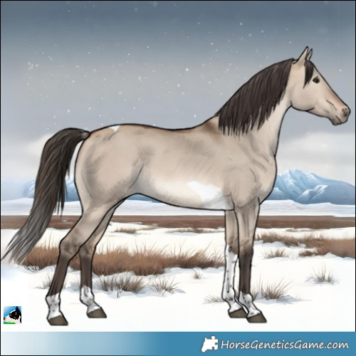 Horse Color:Bay Dun Tobiano Rabicano 