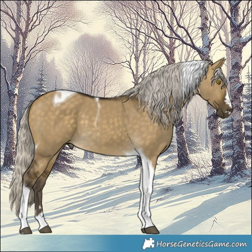 Horse Color:Silver Buckskin Dun Tobiano 