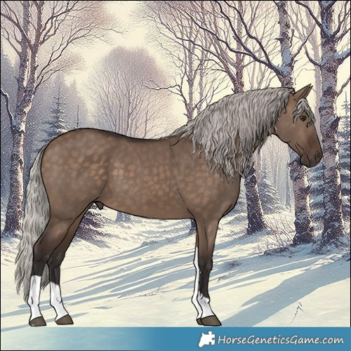 Horse Color:Silver Brown Dun Tobiano 