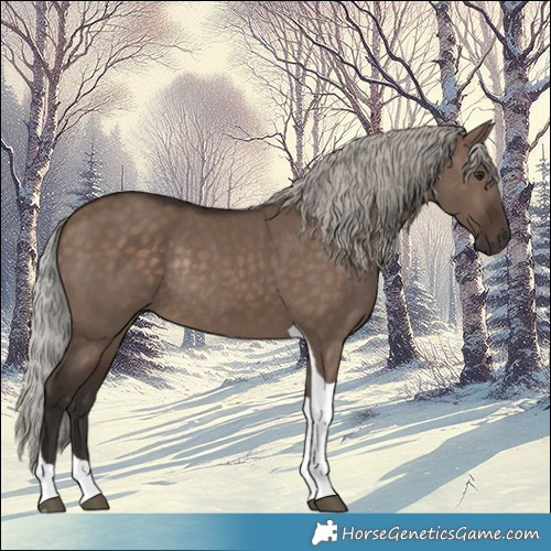 Horse Color:Silver Brown Dun Tobiano Rabicano 